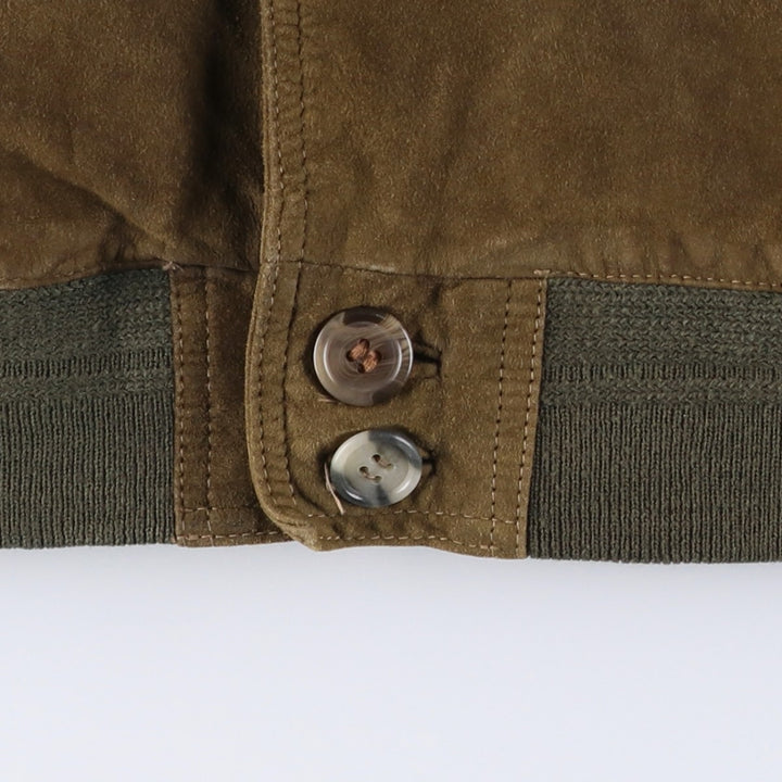 FREE LIVING Balster Jacket, Suede Leather Blouson, Men's XL Genuine Leather Suede Leather Khaki type brown Vintage Second Hand