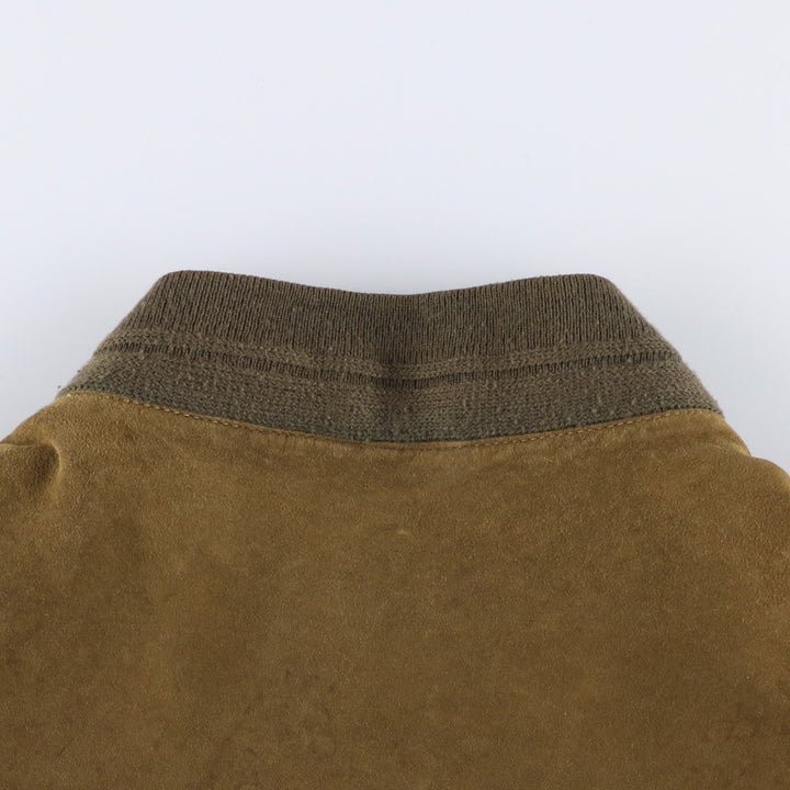 FREE LIVING Balster Jacket, Suede Leather Blouson, Men's XL Genuine Leather Suede Leather Khaki type brown Vintage Second Hand