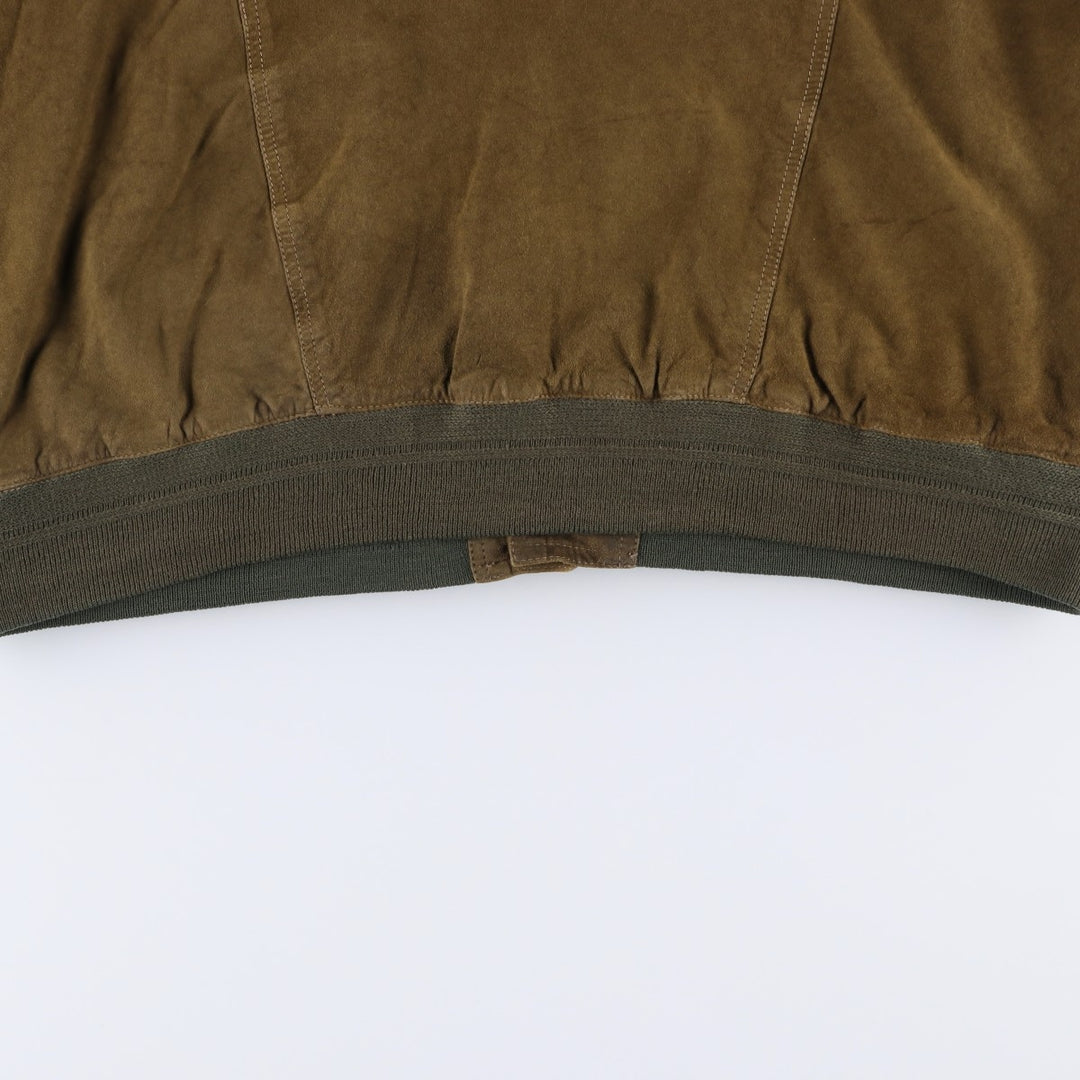 FREE LIVING Balster Jacket, Suede Leather Blouson, Men's XL Genuine Leather Suede Leather Khaki type brown Vintage Second Hand