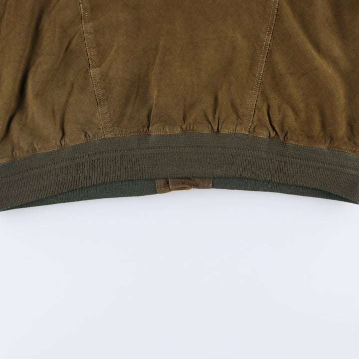 FREE LIVING Balster Jacket, Suede Leather Blouson, Men's XL Genuine Leather Suede Leather Khaki type brown Vintage Second Hand