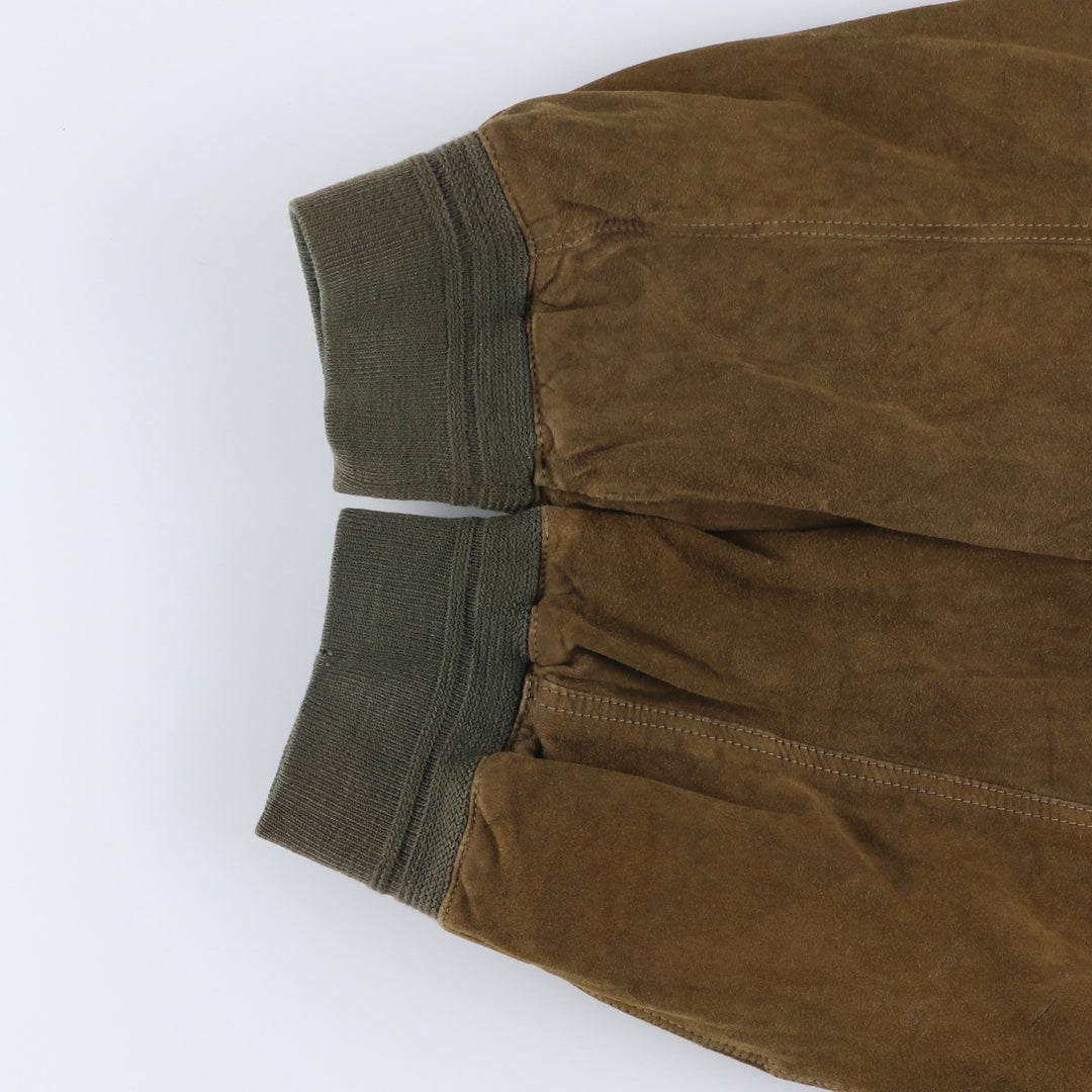 FREE LIVING Balster Jacket, Suede Leather Blouson, Men's XL Genuine Leather Suede Leather Khaki type brown Vintage Second Hand