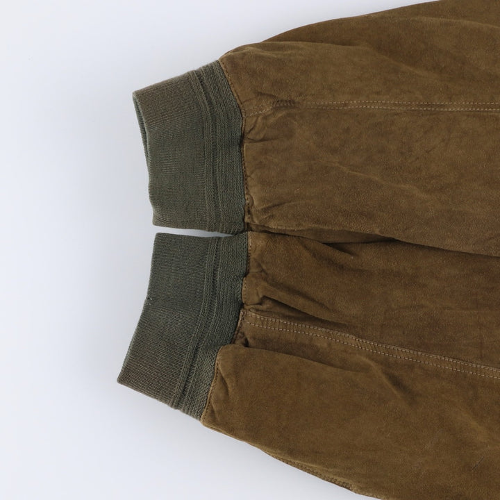 FREE LIVING Balster Jacket, Suede Leather Blouson, Men's XL Genuine Leather Suede Leather Khaki type brown Vintage Second Hand