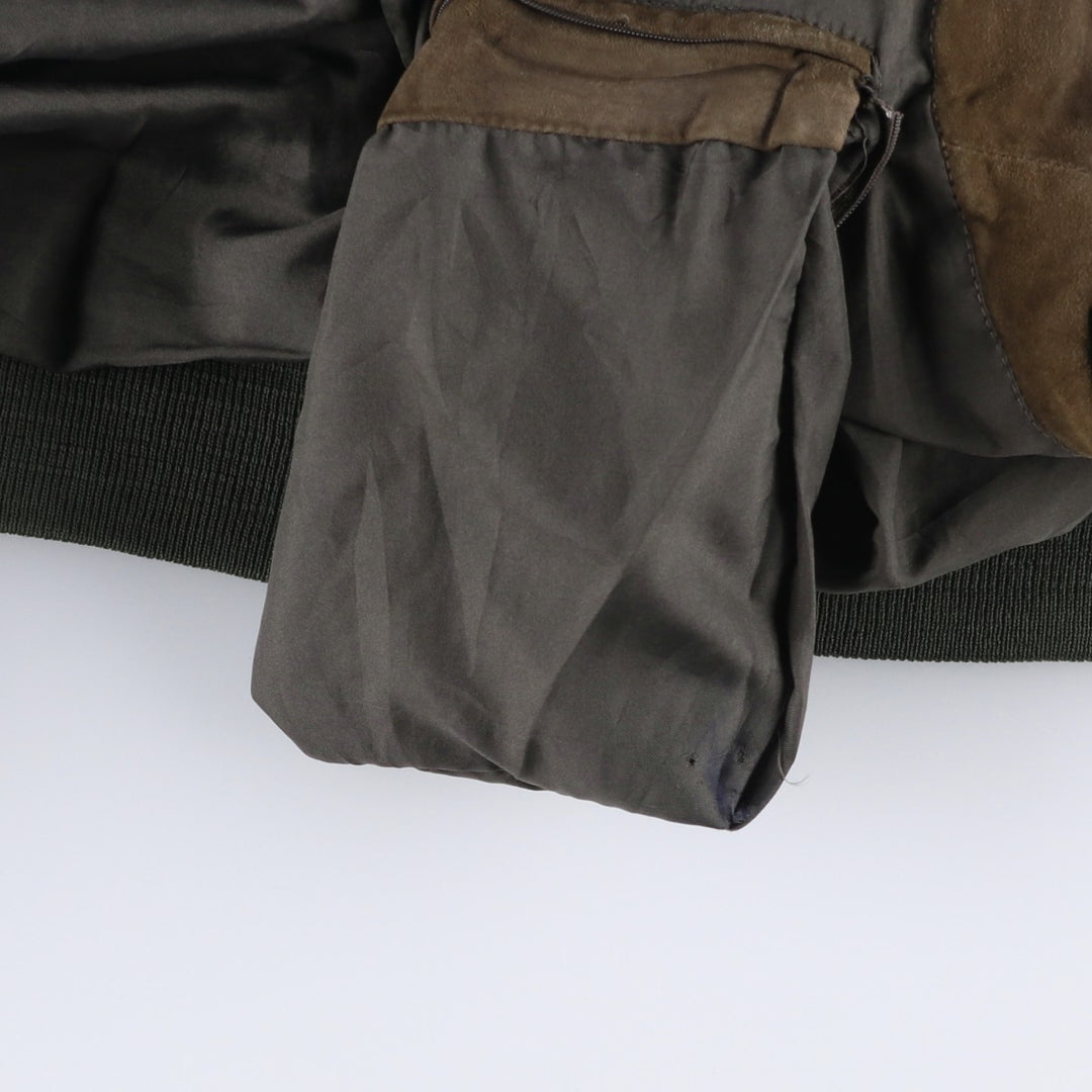 FREE LIVING Balster Jacket, Suede Leather Blouson, Men's XL Genuine Leather Suede Leather Khaki type brown Vintage Second Hand