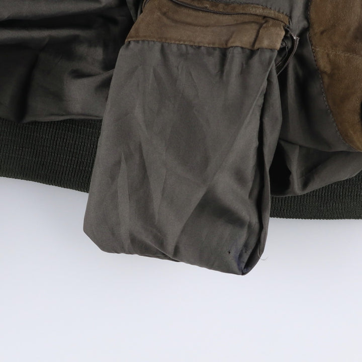 FREE LIVING Balster Jacket, Suede Leather Blouson, Men's XL Genuine Leather Suede Leather Khaki type brown Vintage Second Hand
