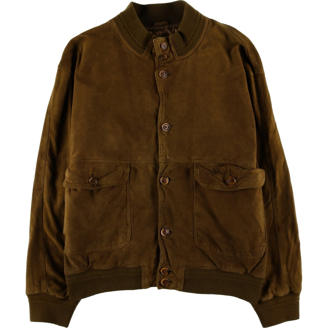 Balster Jacket, Suede Leather Blouson, Men's XL Genuine Leather Suede Leather brown type Vintage Second Hand