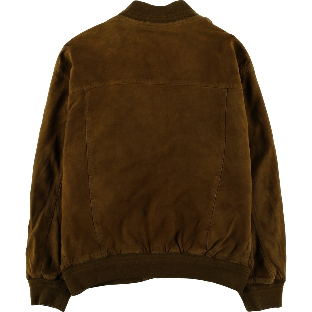 Balster Jacket, Suede Leather Blouson, Men's XL Genuine Leather Suede Leather brown type Vintage Second Hand