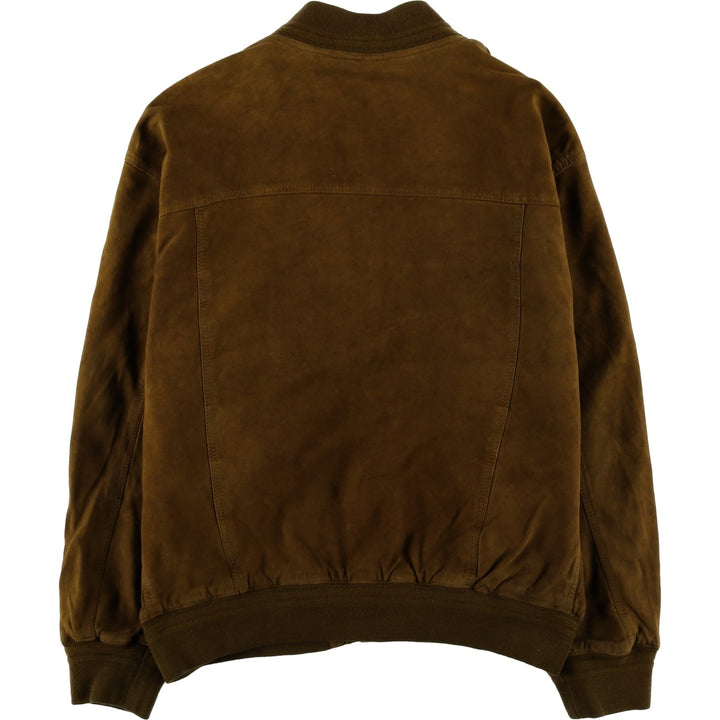 Balster Jacket, Suede Leather Blouson, Men's XL Genuine Leather Suede Leather brown type Vintage Second Hand