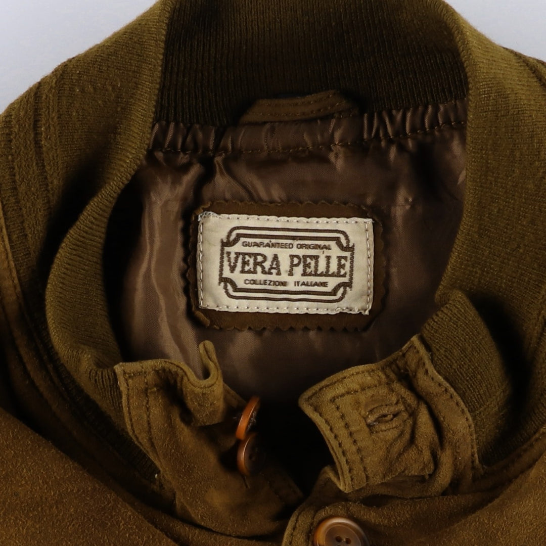 Balster Jacket, Suede Leather Blouson, Men's XL Genuine Leather Suede Leather brown type Vintage Second Hand
