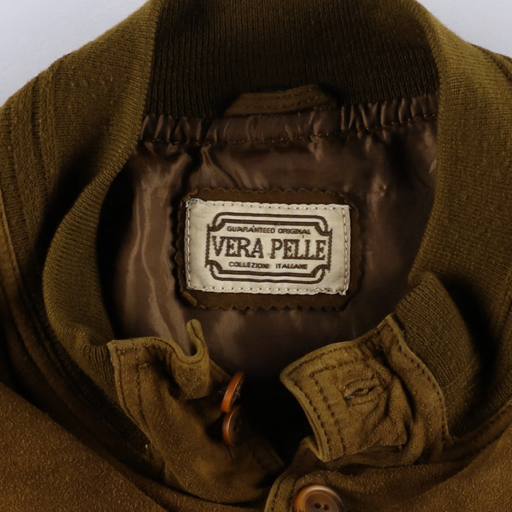 Balster Jacket, Suede Leather Blouson, Men's XL Genuine Leather Suede Leather brown type Vintage Second Hand