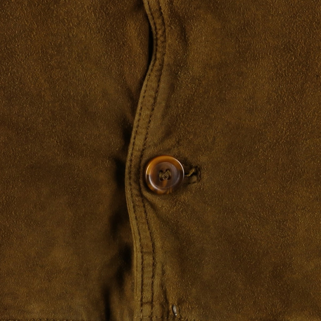 Balster Jacket, Suede Leather Blouson, Men's XL Genuine Leather Suede Leather brown type Vintage Second Hand
