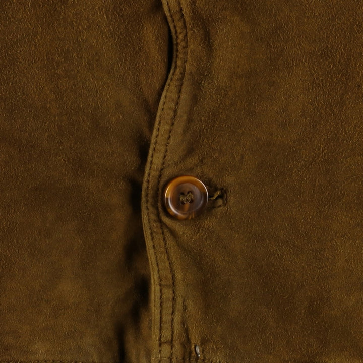 Balster Jacket, Suede Leather Blouson, Men's XL Genuine Leather Suede Leather brown type Vintage Second Hand