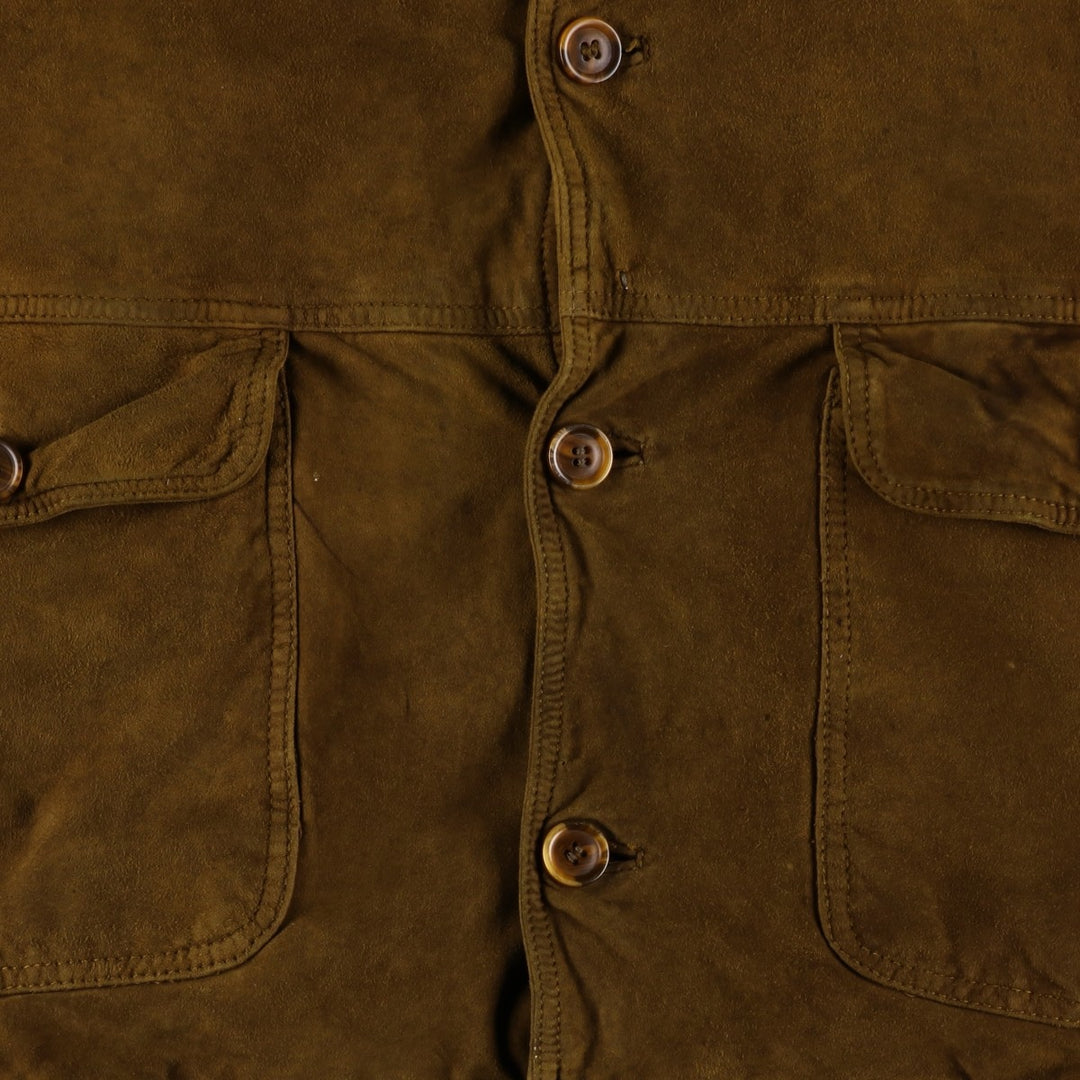 Balster Jacket, Suede Leather Blouson, Men's XL Genuine Leather Suede Leather brown type Vintage Second Hand
