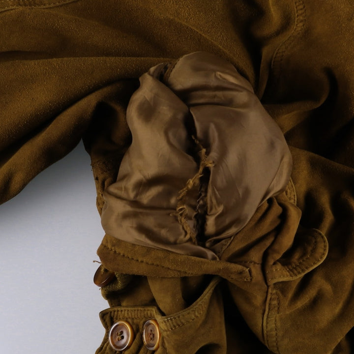 Balster Jacket, Suede Leather Blouson, Men's XL Genuine Leather Suede Leather brown type Vintage Second Hand
