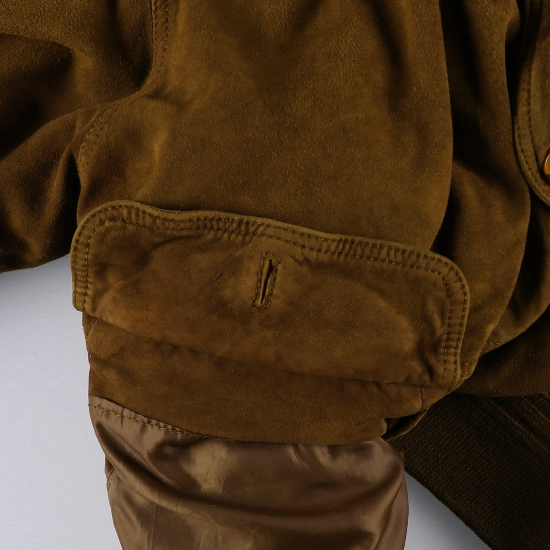 Balster Jacket, Suede Leather Blouson, Men's XL Genuine Leather Suede Leather brown type Vintage Second Hand