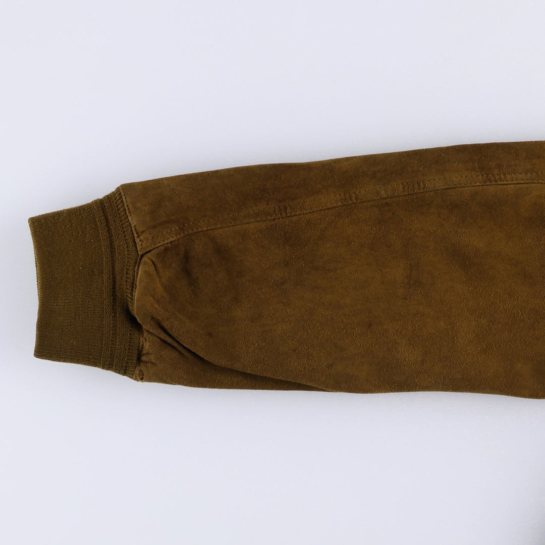 Balster Jacket, Suede Leather Blouson, Men's XL Genuine Leather Suede Leather brown type Vintage Second Hand