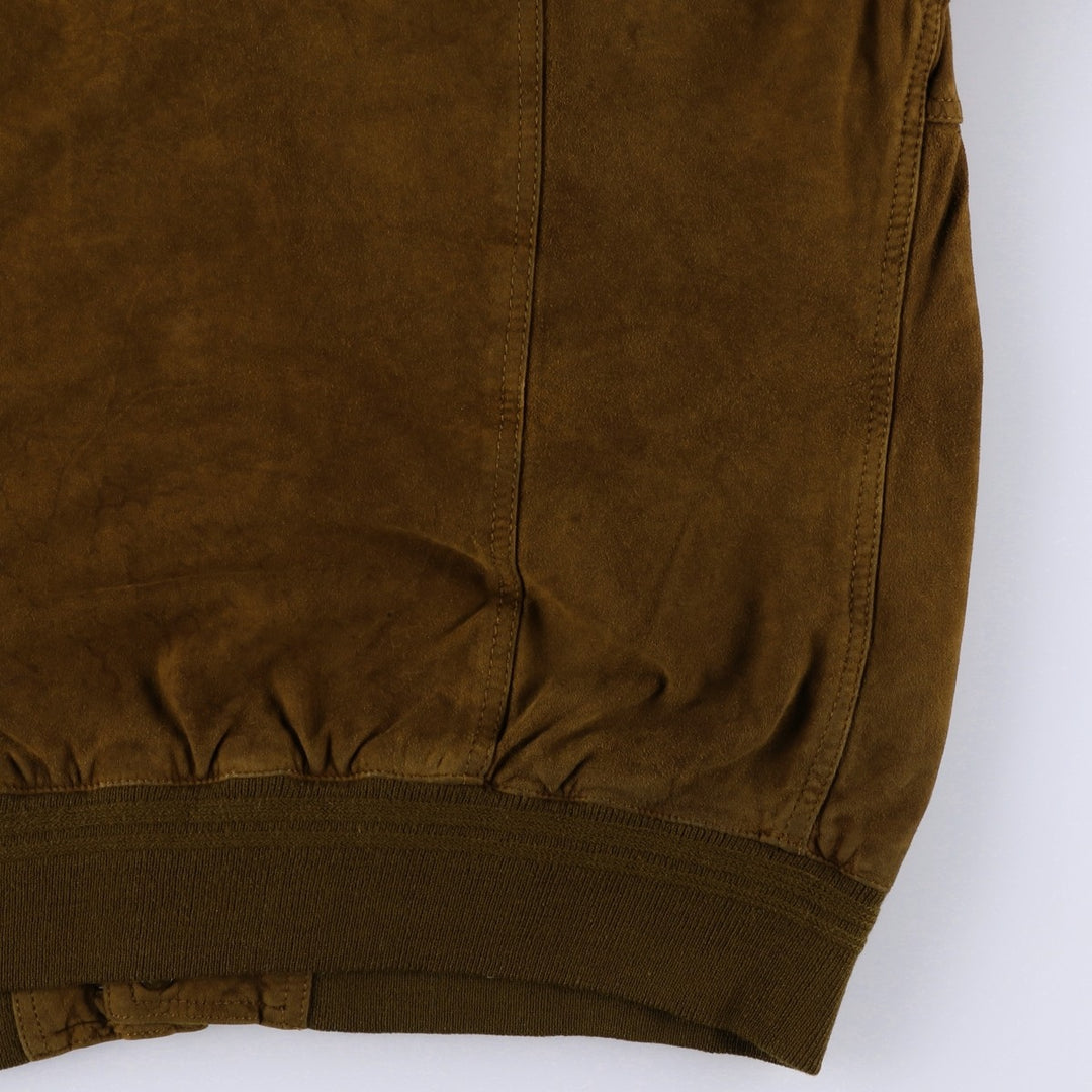 Balster Jacket, Suede Leather Blouson, Men's XL Genuine Leather Suede Leather brown type Vintage Second Hand