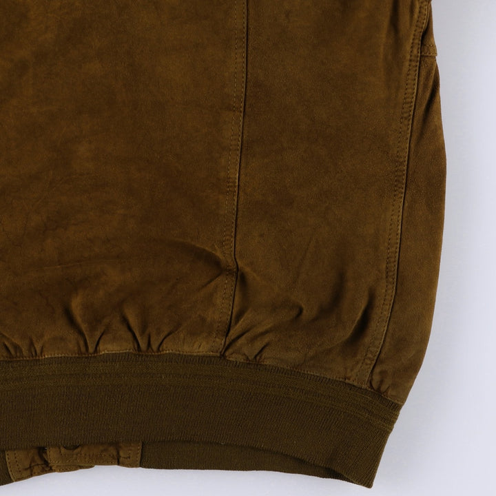 Balster Jacket, Suede Leather Blouson, Men's XL Genuine Leather Suede Leather brown type Vintage Second Hand