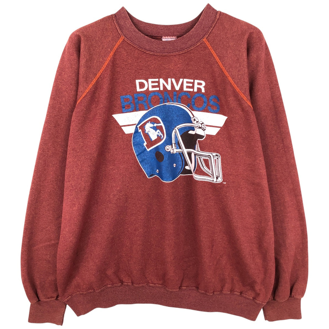 Vintage 90'S Denver Broncos NFL Trench Print Sweatshirt, Made in USA, Men's Size XL cotton red type reddish brown Vintage Second Hand