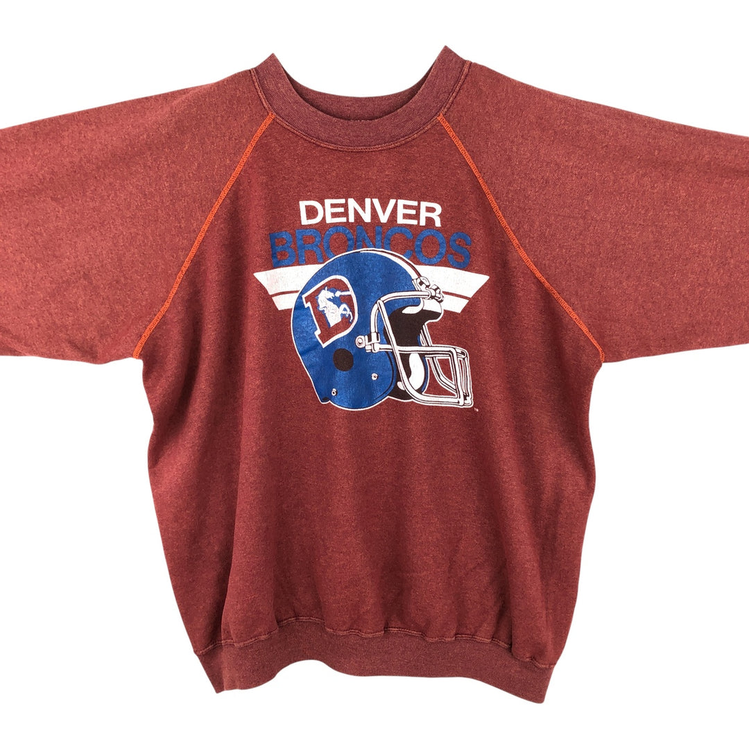 Vintage 90'S Denver Broncos NFL Trench Print Sweatshirt, Made in USA, Men's Size XL cotton red type reddish brown Vintage Second Hand