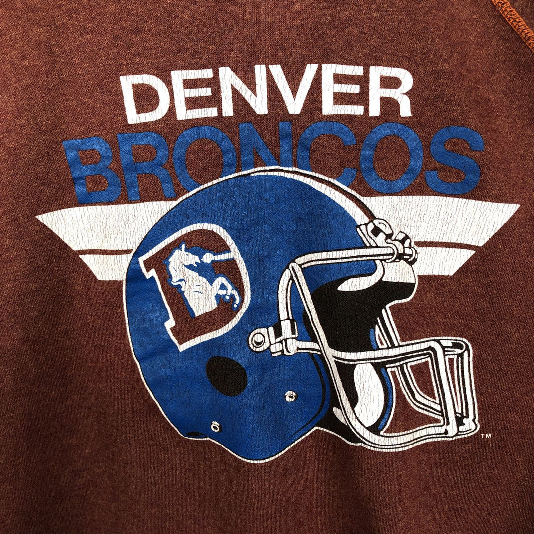 Vintage 90'S Denver Broncos NFL Trench Print Sweatshirt, Made in USA, Men's Size XL cotton red type reddish brown Vintage Second Hand