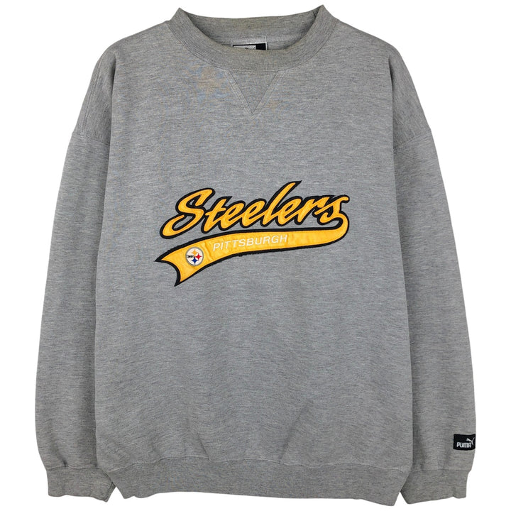 PUMA NFL PITTSBURGH STEELERS Sweatshirt, Men's Size L cotton gray type Vintage Second Hand