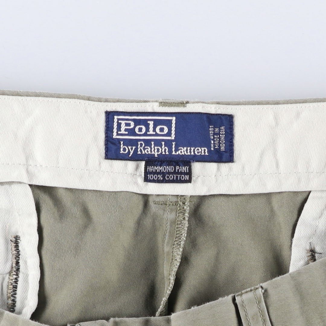Ralph Lauren POLO by Ralph Lauren HAMMOND PANT, two-pleat chino pants, men's w36 equivalent cotton Khaki type Vintage Second Hand