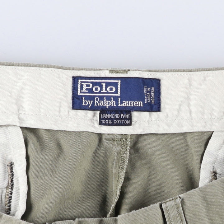 Ralph Lauren POLO by Ralph Lauren HAMMOND PANT, two-pleat chino pants, men's w36 equivalent cotton Khaki type Vintage Second Hand