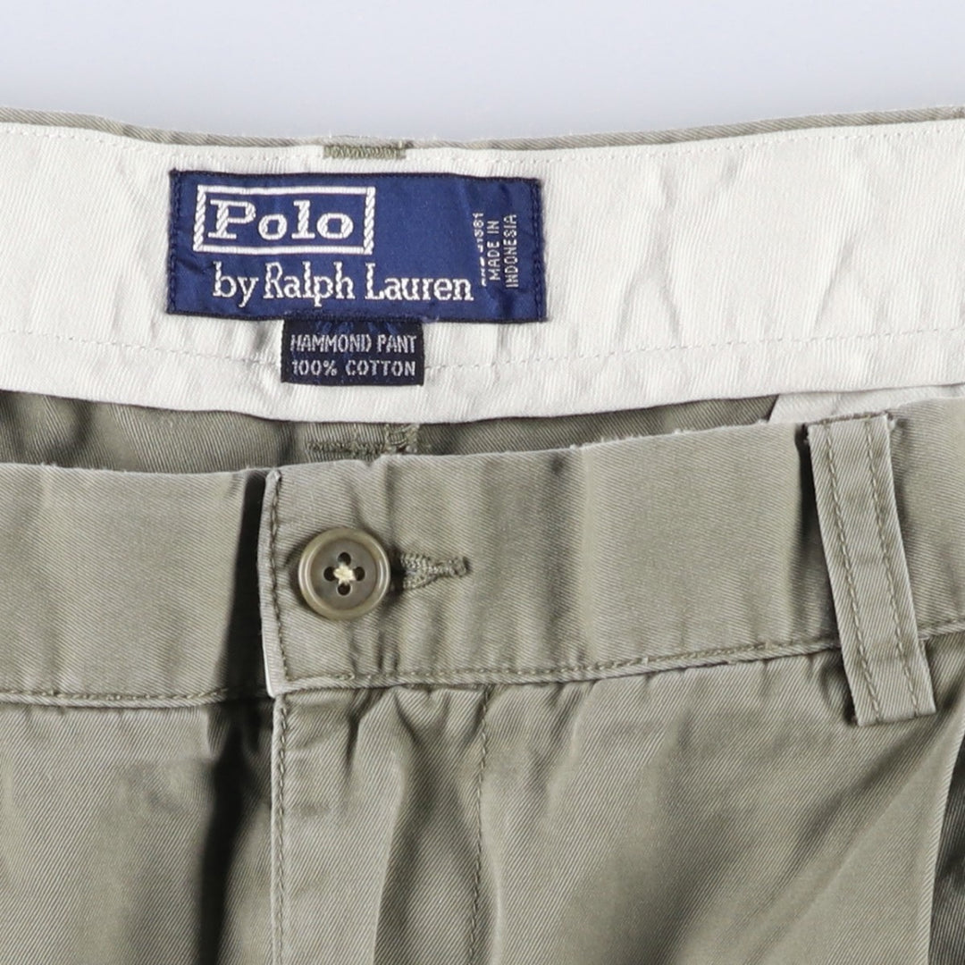Ralph Lauren POLO by Ralph Lauren HAMMOND PANT, two-pleat chino pants, men's w36 equivalent cotton Khaki type Vintage Second Hand