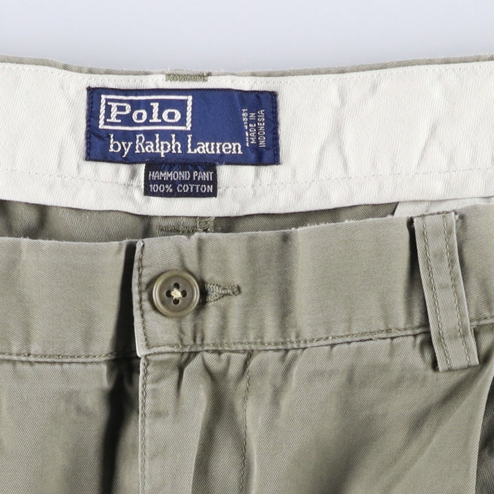 Ralph Lauren POLO by Ralph Lauren HAMMOND PANT, two-pleat chino pants, men's w36 equivalent cotton Khaki type Vintage Second Hand
