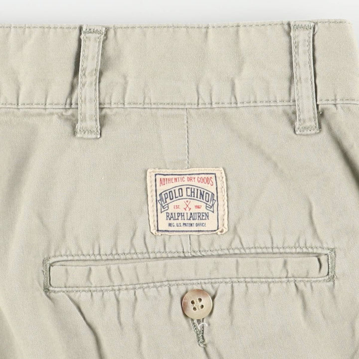 Ralph Lauren POLO by Ralph Lauren Two-pleat Chino Pants for Men, W35 cotton Khaki type sage green Vintage Second Hand