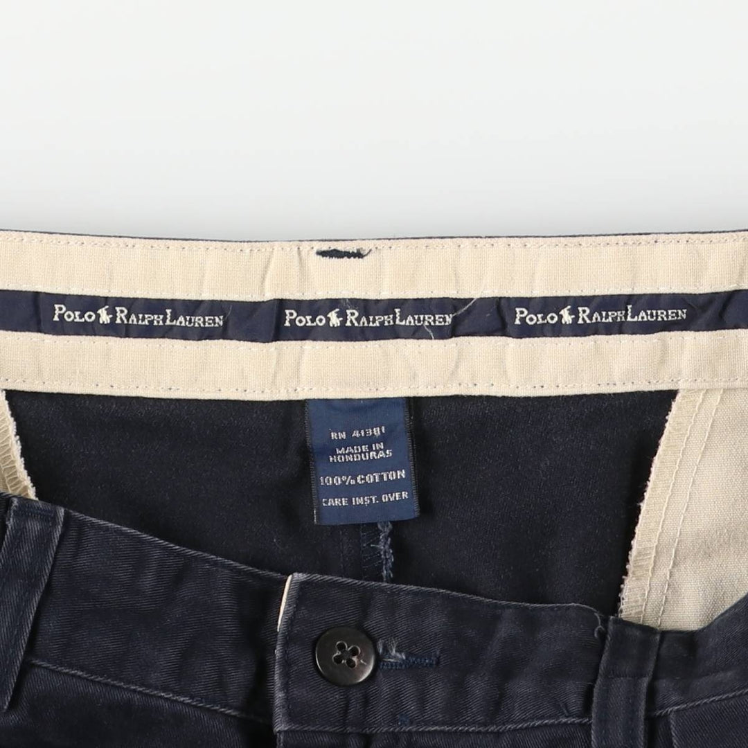 Ralph Lauren Polo Ralph Lauren Andrew Pant Two-pleat Chino Pants Men's W35 cotton navy blue type Vintage Second Hand