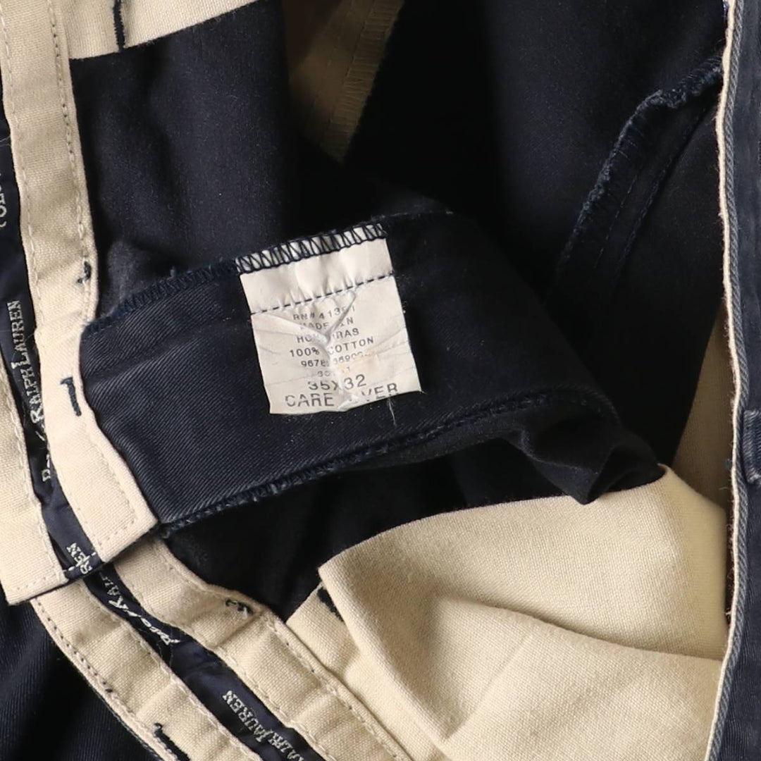 Ralph Lauren Polo Ralph Lauren Andrew Pant Two-pleat Chino Pants Men's W35 cotton navy blue type Vintage Second Hand