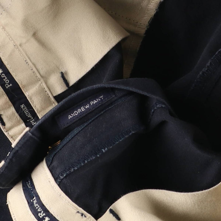 Ralph Lauren Polo Ralph Lauren Andrew Pant Two-pleat Chino Pants Men's W35 cotton navy blue type Vintage Second Hand