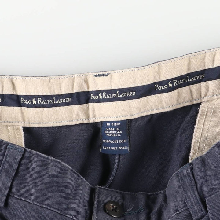 Ralph Lauren Polo Ralph Lauren Andrew Pant Two-pleat Chino Pants Men's Size W34 cotton navy blue type Vintage Second Hand
