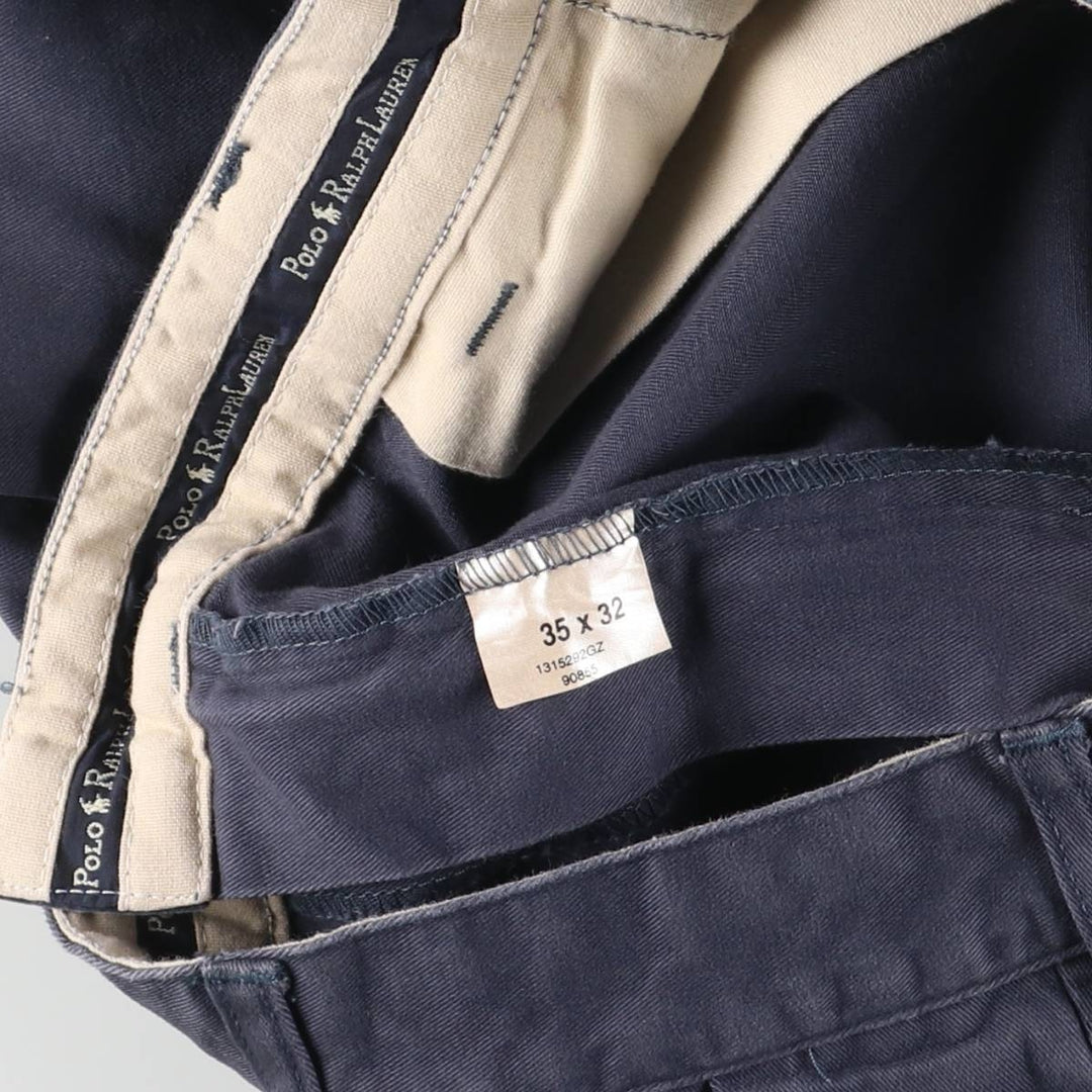 Ralph Lauren Polo Ralph Lauren Andrew Pant Two-pleat Chino Pants Men's Size W34 cotton navy blue type Vintage Second Hand