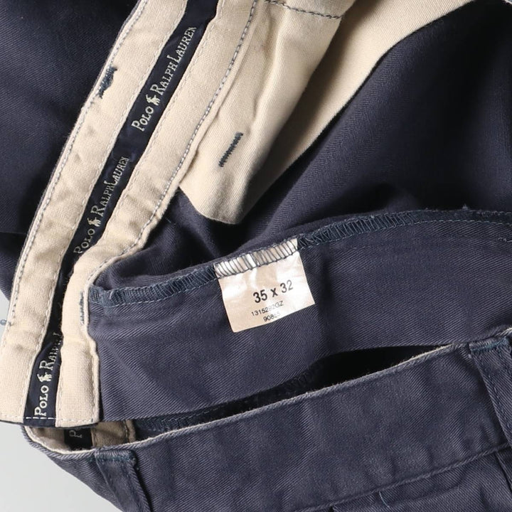 Ralph Lauren Polo Ralph Lauren Andrew Pant Two-pleat Chino Pants Men's Size W34 cotton navy blue type Vintage Second Hand