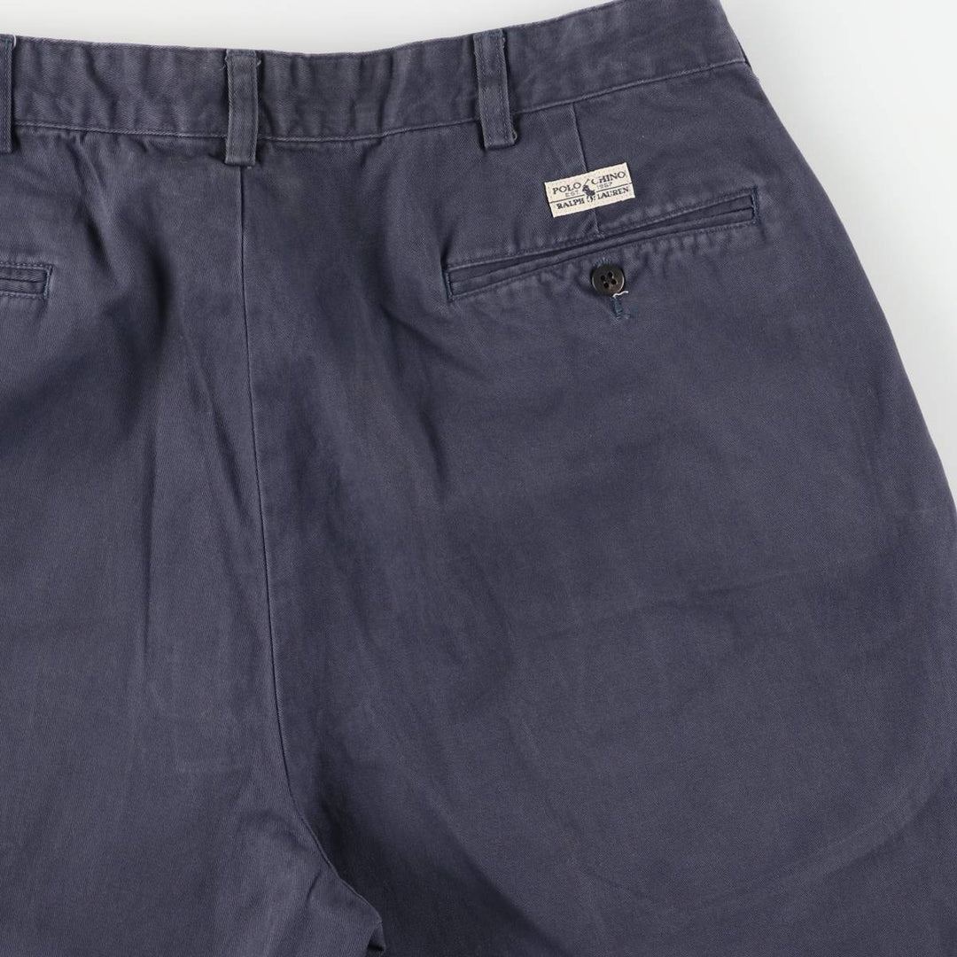 Ralph Lauren Polo Ralph Lauren Andrew Pant Two-pleat Chino Pants Men's Size W34 cotton navy blue type Vintage Second Hand