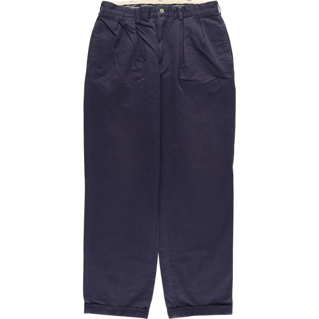 Ralph Lauren Polo Ralph Lauren Andrew Two-pleat Chino Pants Men's Size W34 cotton navy blue type Vintage Second Hand