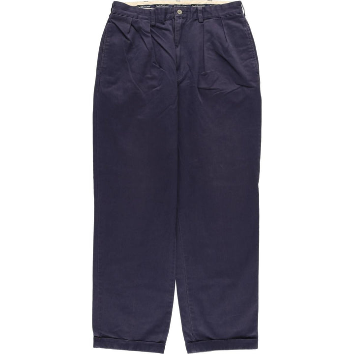 Ralph Lauren Polo Ralph Lauren Andrew Two-pleat Chino Pants Men's Size W34 cotton navy blue type Vintage Second Hand