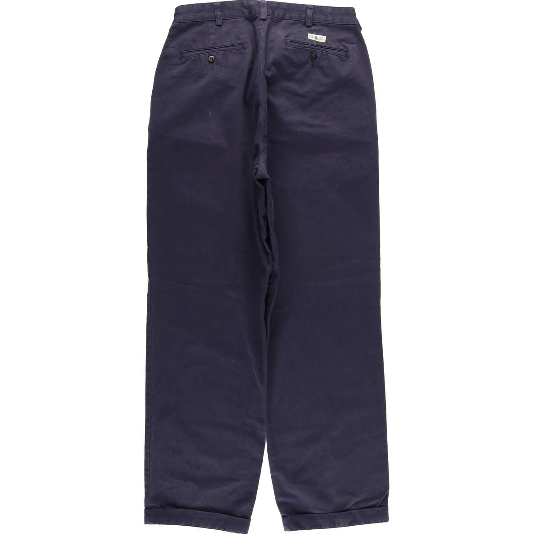 Ralph Lauren Polo Ralph Lauren Andrew Two-pleat Chino Pants Men's Size W34 cotton navy blue type Vintage Second Hand