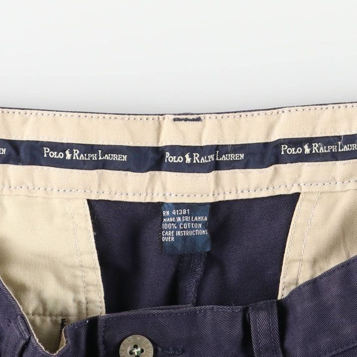 Ralph Lauren Polo Ralph Lauren Andrew Two-pleat Chino Pants Men's Size W34 cotton navy blue type Vintage Second Hand