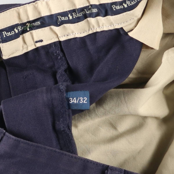 Ralph Lauren Polo Ralph Lauren Andrew Two-pleat Chino Pants Men's Size W34 cotton navy blue type Vintage Second Hand