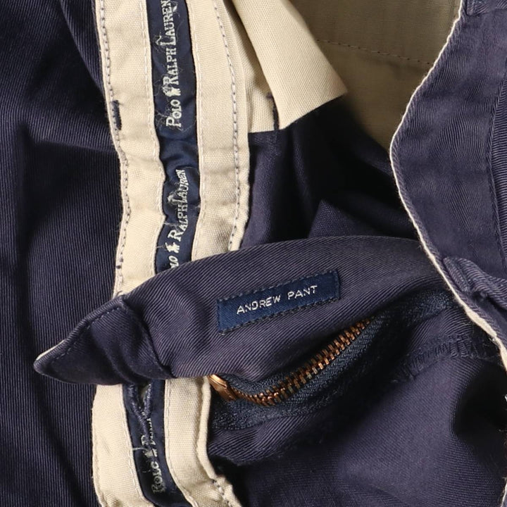 Ralph Lauren Polo Ralph Lauren Andrew Two-pleat Chino Pants Men's Size W34 cotton navy blue type Vintage Second Hand