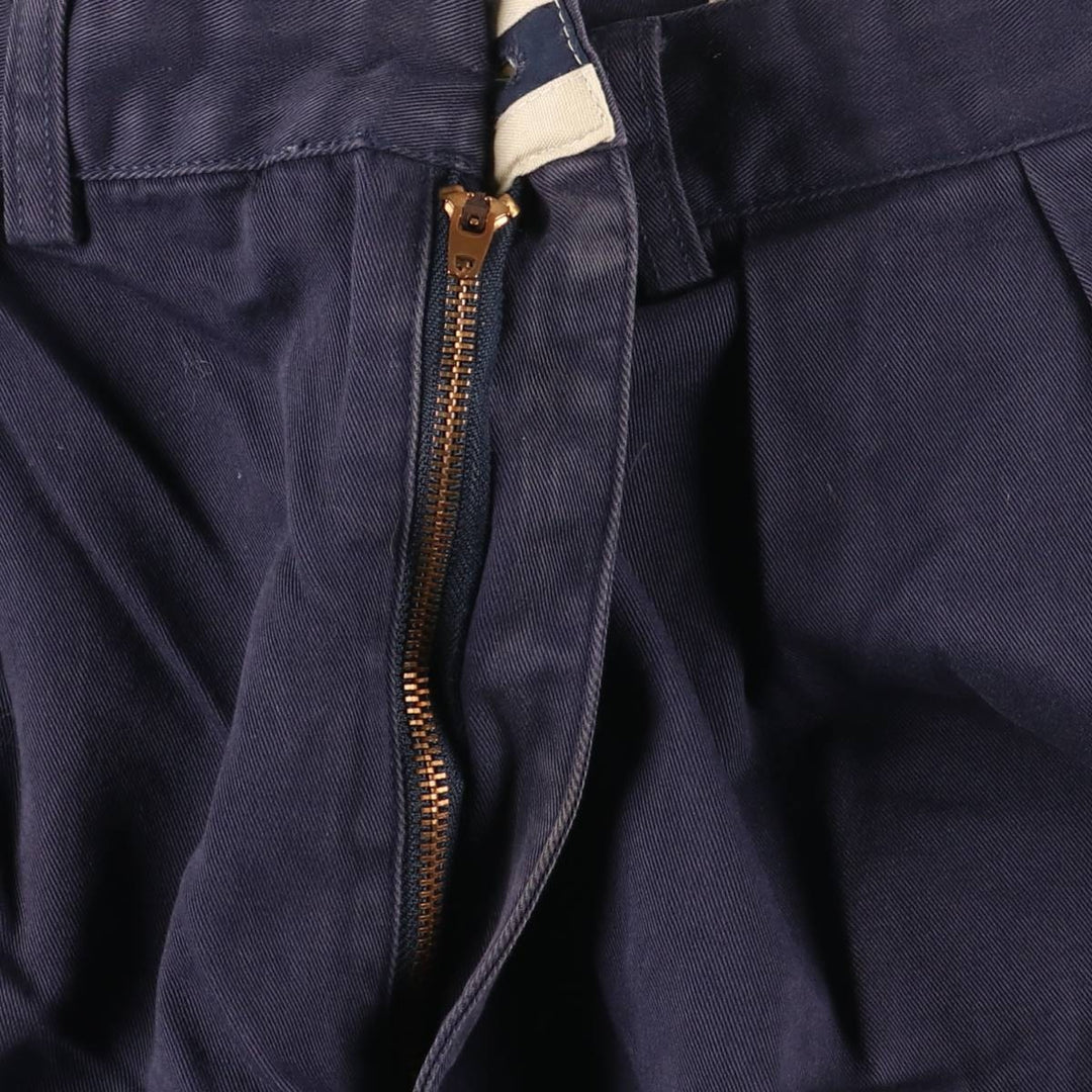 Ralph Lauren Polo Ralph Lauren Andrew Two-pleat Chino Pants Men's Size W34 cotton navy blue type Vintage Second Hand