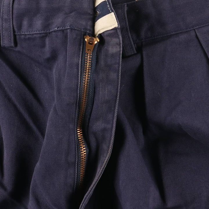 Ralph Lauren Polo Ralph Lauren Andrew Two-pleat Chino Pants Men's Size W34 cotton navy blue type Vintage Second Hand