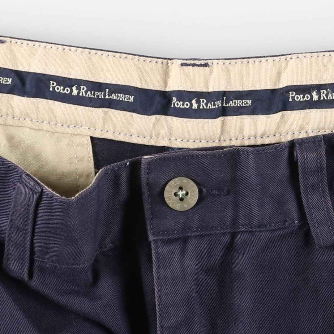 Ralph Lauren Polo Ralph Lauren Andrew Two-pleat Chino Pants Men's Size W34 cotton navy blue type Vintage Second Hand