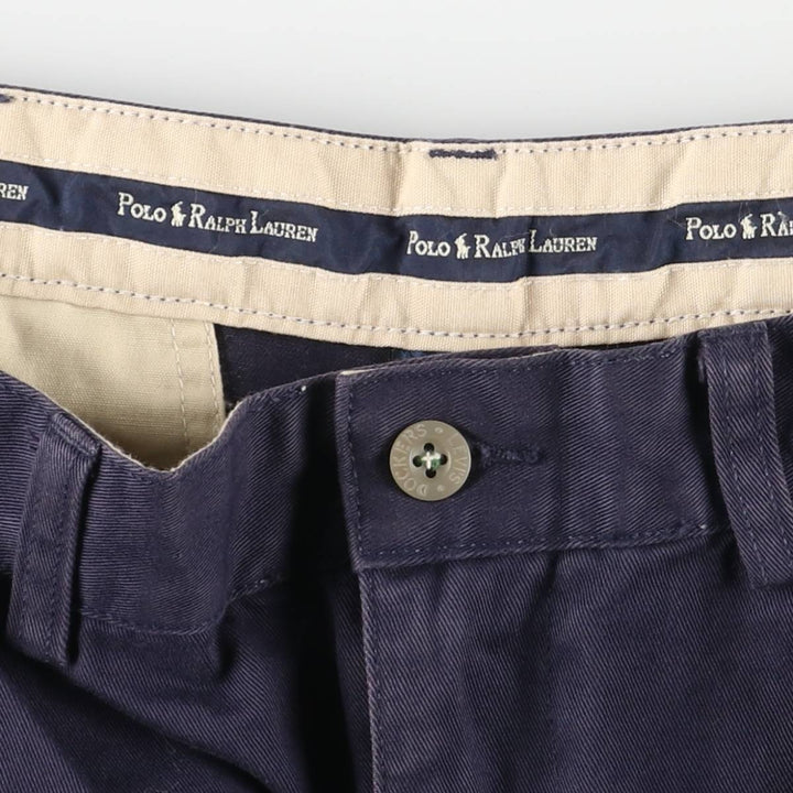 Ralph Lauren Polo Ralph Lauren Andrew Two-pleat Chino Pants Men's Size W34 cotton navy blue type Vintage Second Hand