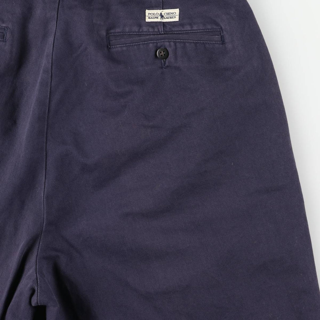 Ralph Lauren Polo Ralph Lauren Andrew Two-pleat Chino Pants Men's Size W34 cotton navy blue type Vintage Second Hand