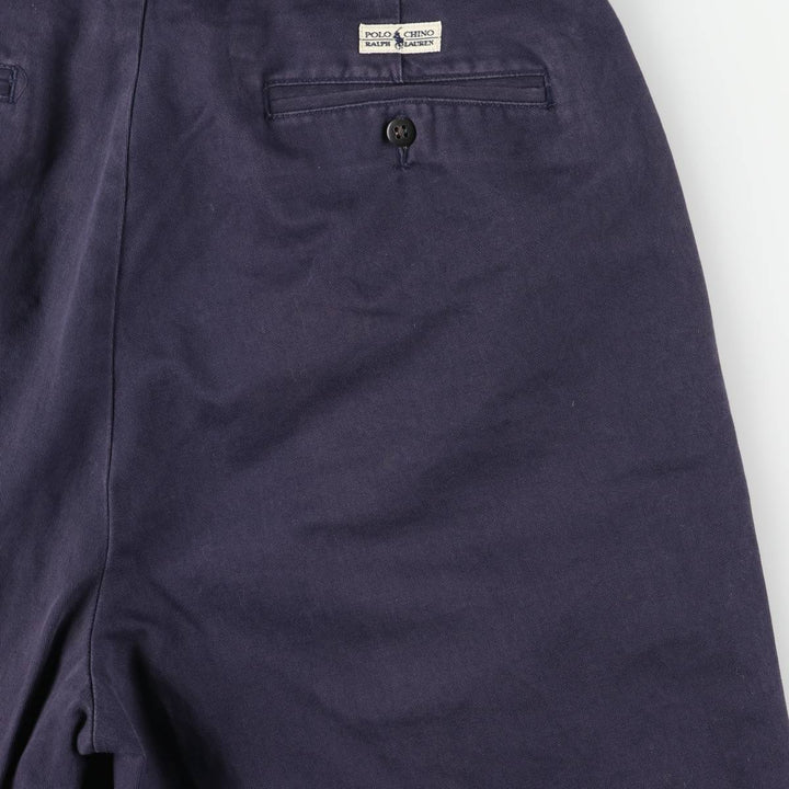 Ralph Lauren Polo Ralph Lauren Andrew Two-pleat Chino Pants Men's Size W34 cotton navy blue type Vintage Second Hand