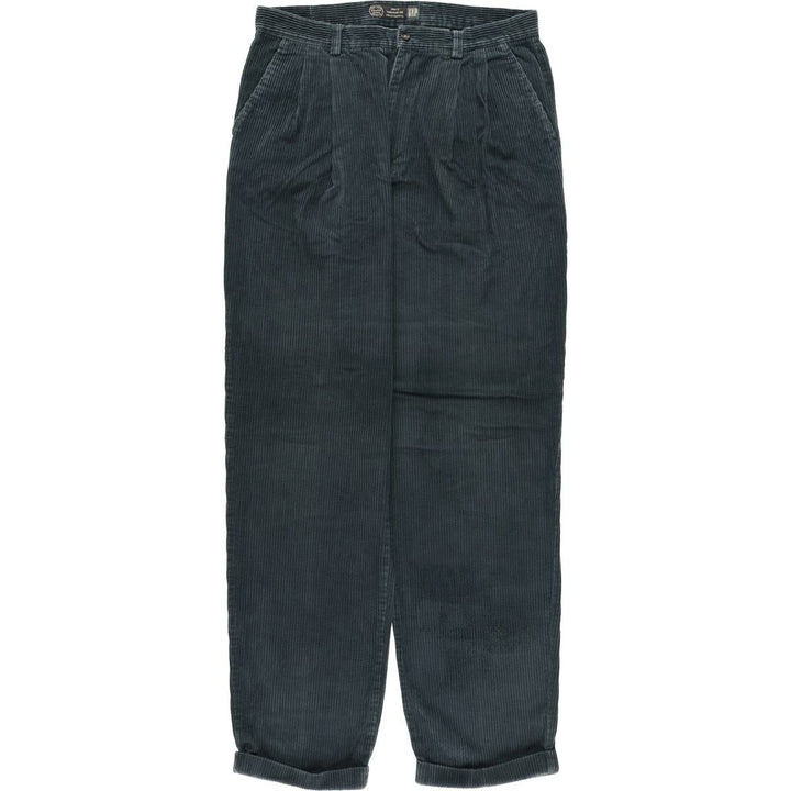 90'S GAP Relaxed Fit Old Gap Two-pleat Wide-ribbed Corduroy Pants Men's Size 36 cotton Green type dark green Vintage Second Hand